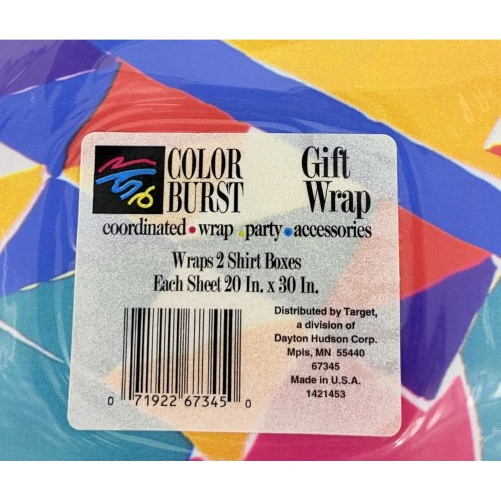 Vintage Color Burst Target Wrapping Paper Gift Wrap Sheets 2 Packages 90s